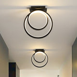 Halo Ring Corridor Ceiling Light Metal Minimalistic LED Flush Mounted Lamp in Black Clearhalo 'Ceiling Lights' 'Close To Ceiling Lights' 'Close to ceiling' 'Flush mount' Lighting' 2408975