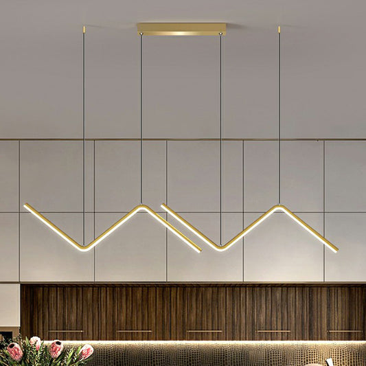 Metal Z Shaped Island Pendant Minimalist LED Suspension Light Fixture for Dining Room Gold Clearhalo 'Ceiling Lights' 'Island Lights' Lighting' 2409001