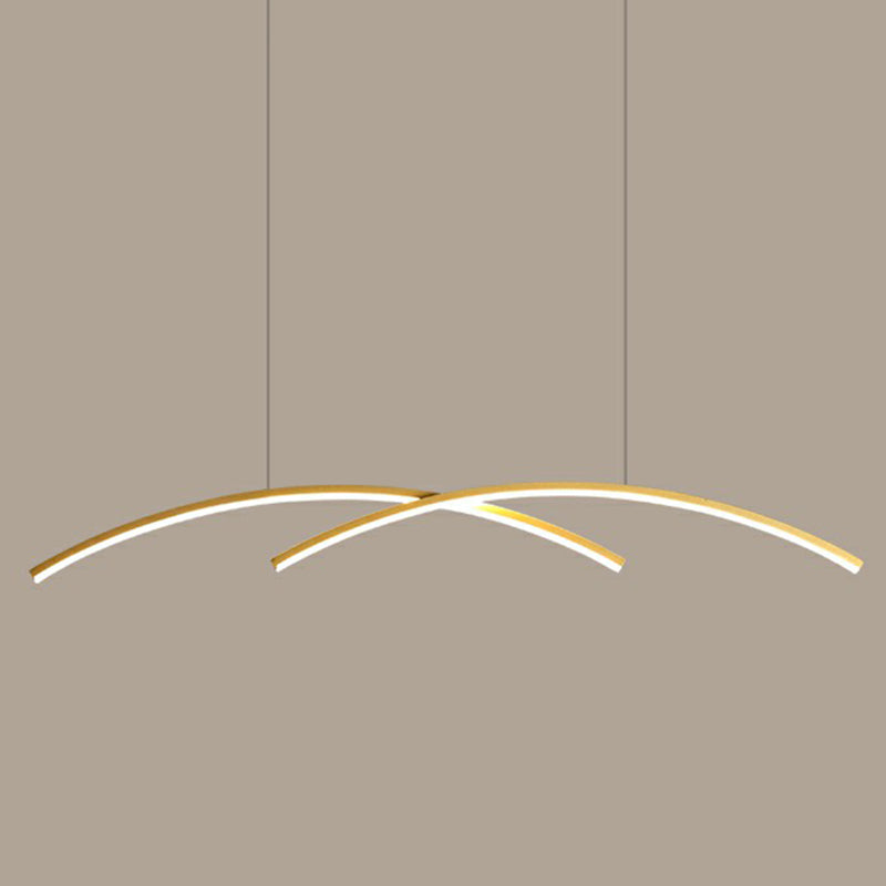 Metal Line Art Hanging Light Simplicity LED Island Light Fixture for Dining Room Gold Arc Clearhalo 'Ceiling Lights' 'Island Lights' Lighting' 2409007