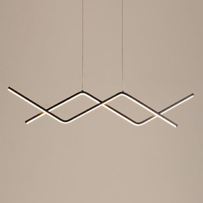 Metal Line Art Hanging Light Simplicity LED Island Light Fixture for Dining Room Black Curved Clearhalo 'Ceiling Lights' 'Island Lights' Lighting' 2409008