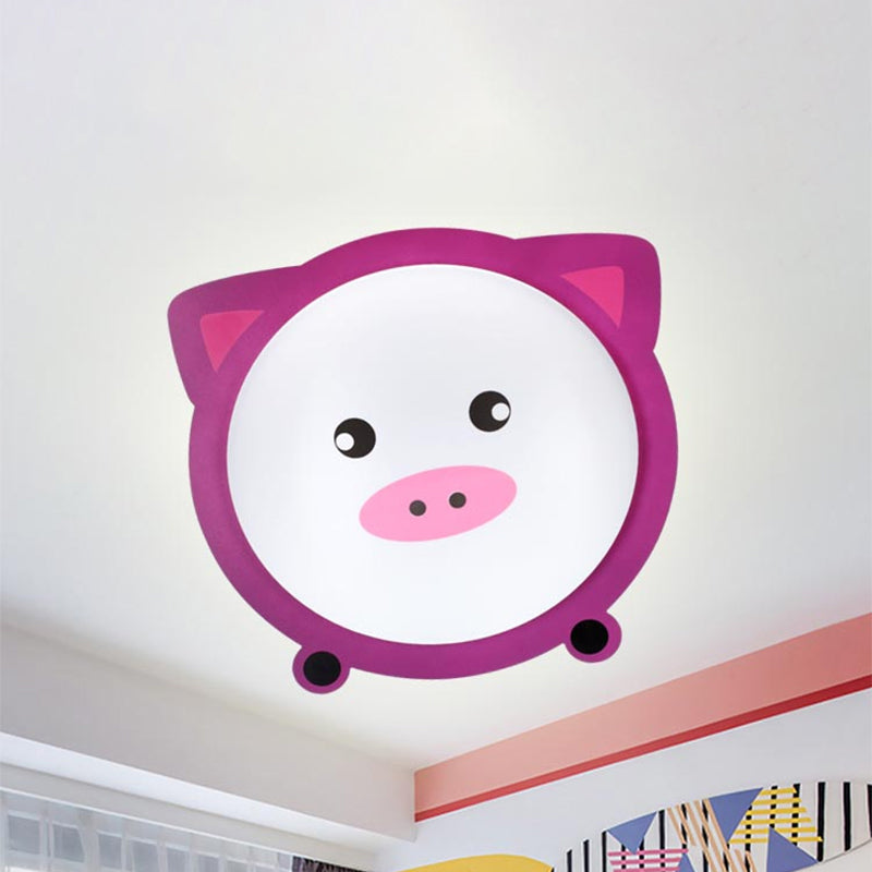 Animal Shaped Ceiling Mount Light Cartoon Metal Flush Light for Nursing Room Corridor Pink Clearhalo 'Ceiling Lights' 'Close To Ceiling Lights' 'Close to ceiling' 'Flush mount' Lighting' 240901