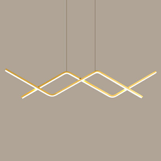 Metal Line Art Hanging Light Simplicity LED Island Light Fixture for Dining Room Gold Curved Clearhalo 'Ceiling Lights' 'Island Lights' Lighting' 2409010