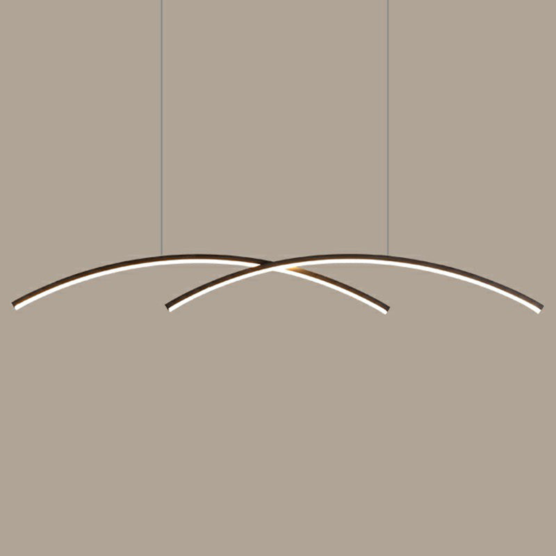 Metal Line Art Hanging Light Simplicity LED Island Light Fixture for Dining Room Black Arc Clearhalo 'Ceiling Lights' 'Island Lights' Lighting' 2409013