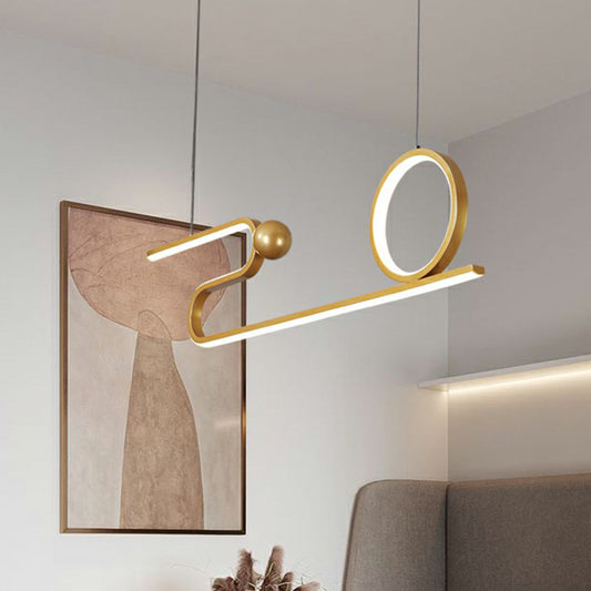 Gold Linear Island Lighting Minimalist Style Metal LED Ceiling Hang Lamp for Restaurant Clearhalo 'Ceiling Lights' 'Island Lights' Lighting' 2409016