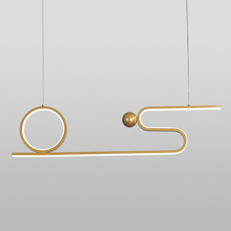 Gold Linear Island Lighting Minimalist Style Metal LED Ceiling Hang Lamp for Restaurant Clearhalo 'Ceiling Lights' 'Island Lights' Lighting' 2409017