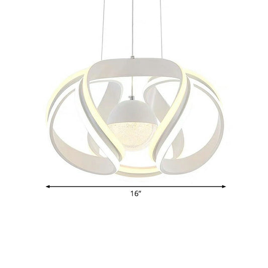 Twist Shaped Dining Room Suspension Lamp Acrylic Nordic LED Chandelier Pendant Light White Clearhalo 'Ceiling Lights' 'Chandeliers' 'Modern Chandeliers' 'Modern' Lighting' 2409019