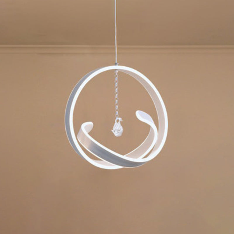 Loop Light Fixture Art Deco Loop Shaped Pendant Lighting Fixture Metallic Dining Room LED ...