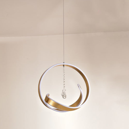 Art Deco Loop Shaped Pendant Lighting Fixture Metallic Dining Room LED Chandelier Gold Swan Clearhalo 'Ceiling Lights' 'Chandeliers' 'Modern Chandeliers' 'Modern' Lighting' 2409028