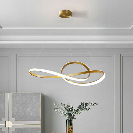 Musical Note LED Chandelier Minimalist Metal Gold Finish Hanging Light for Living Room Gold Clearhalo 'Ceiling Lights' 'Chandeliers' 'Modern Chandeliers' 'Modern' Lighting' 2409030