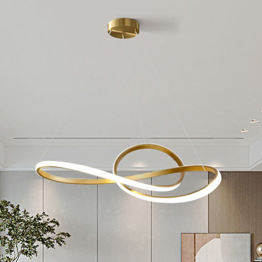 Musical Note LED Chandelier Minimalist Metal Gold Finish Hanging Light for Living Room Clearhalo 'Ceiling Lights' 'Chandeliers' 'Modern Chandeliers' 'Modern' Lighting' 2409031