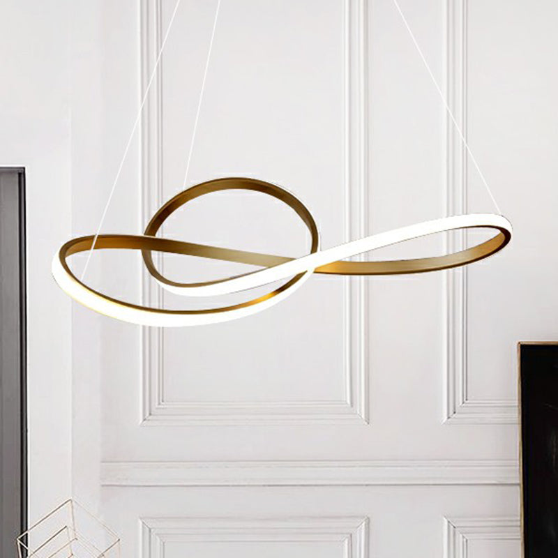 Musical Note LED Chandelier Minimalist Metal Gold Finish Hanging Light for Living Room Clearhalo 'Ceiling Lights' 'Chandeliers' 'Modern Chandeliers' 'Modern' Lighting' 2409032