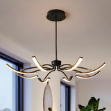 Rotating Stick LED Chandelier Minimalist Acrylic Dining Room Hanging Lamp in Black Clearhalo 'Ceiling Lights' 'Chandeliers' 'Modern Chandeliers' 'Modern' Lighting' 2409046