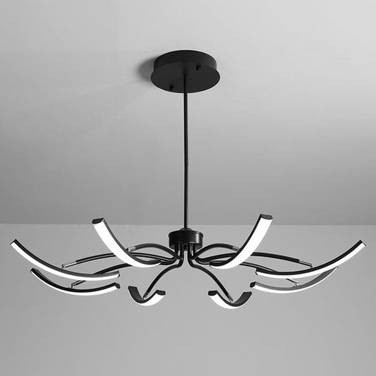 Rotating Stick LED Chandelier Minimalist Acrylic Dining Room Hanging Lamp in Black 8 Black Clearhalo 'Ceiling Lights' 'Chandeliers' 'Modern Chandeliers' 'Modern' Lighting' 2409048