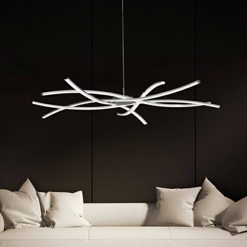 Floral Living Room Chandelier Metallic Simplicity LED Suspended Lighting Fixture Clearhalo 'Ceiling Lights' 'Chandeliers' 'Modern Chandeliers' 'Modern' Lighting' 2409055