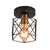 Hexagonal Balcony Ceiling Light Industrial Iron 1-Bulb Semi Flush Mount Light Fixture