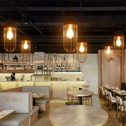 Cage Restaurant Hanging Ceiling Light Warehouse Style Iron 1-Light Black Suspension Light Black Semicircle Clearhalo 'Art Deco Pendants' 'Black' 'Cast Iron' 'Ceiling Lights' 'Ceramic' 'Crystal' 'Industrial Pendants' 'Industrial' 'Metal' 'Middle Century Pendants' 'Pendant Lights' 'Pendants' 'Rustic Pendants' 'Tiffany' Lighting' 2409115