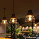 Cage Restaurant Hanging Ceiling Light Warehouse Style Iron 1-Light Black Suspension Light Black Water Drop Clearhalo 'Art Deco Pendants' 'Black' 'Cast Iron' 'Ceiling Lights' 'Ceramic' 'Crystal' 'Industrial Pendants' 'Industrial' 'Metal' 'Middle Century Pendants' 'Pendant Lights' 'Pendants' 'Rustic Pendants' 'Tiffany' Lighting' 2409117