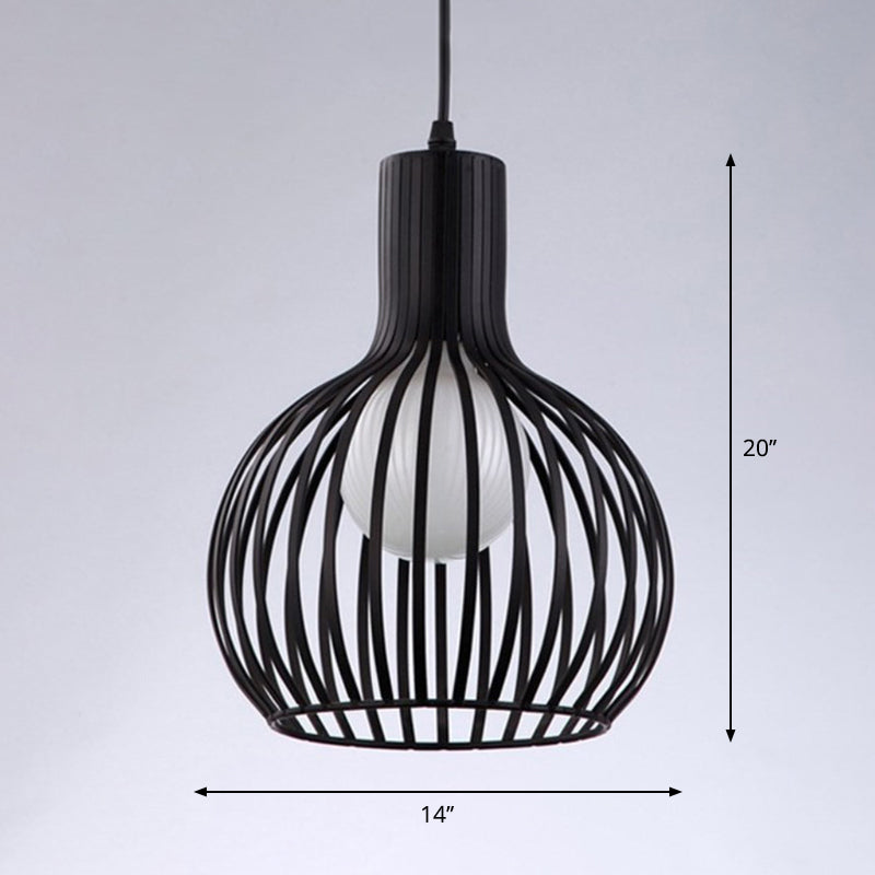 Loft Spherical Cage Hanging Light Single-Bulb Iron Ceiling Pendant for Restaurant Clearhalo 'Art Deco Pendants' 'Black' 'Cast Iron' 'Ceiling Lights' 'Ceramic' 'Crystal' 'Industrial Pendants' 'Industrial' 'Metal' 'Middle Century Pendants' 'Pendant Lights' 'Pendants' 'Rustic Pendants' 'Tiffany' Lighting' 2409129