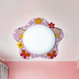 Acrylic Floral Ceiling Lamp Girls Bedroom Hallway Lovely Flush Mount Light in Pink Finish Clearhalo 'Ceiling Lights' 'Close To Ceiling Lights' 'Close to ceiling' 'Flush mount' Lighting' 240913