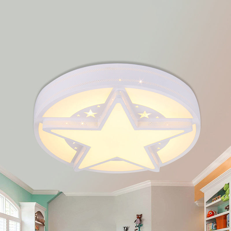 Child Bedroom Round Ceiling Light with Star Acrylic American Style Flush Mount Light White Clearhalo 'Ceiling Lights' 'Close To Ceiling Lights' 'Close to ceiling' 'Flush mount' Lighting' 240917