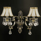 2 Heads Scalloped Wall Light Traditional Gold-Black Opal Glass Sconce Fixture with Crystal Decorations Clearhalo 'Wall Lamps & Sconces' 'Wall Lights' Lighting' 2409178