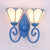 Stained Glass White/Blue Cone Sconce Lighting Modernism 2 Lights Wall Light Fixture in Blue Finish White Clearhalo 'Industrial' 'Middle century wall lights' 'Tiffany wall lights' 'Tiffany' 'Wall Lamps & Sconces' 'Wall Lights' Lighting' 24091