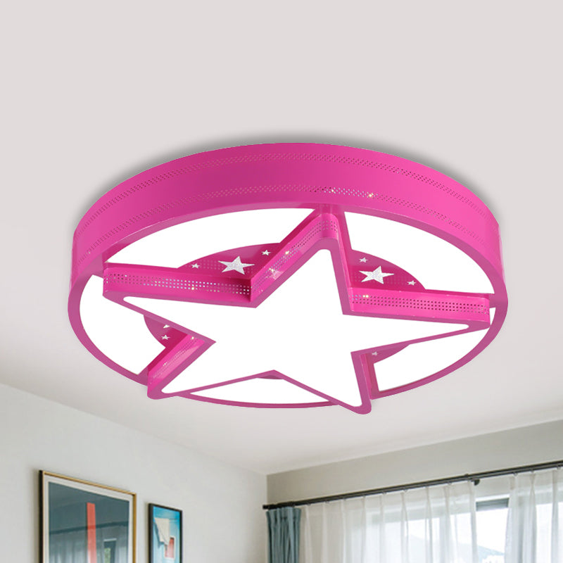 Contemporary Circle Flush Mount Light with Star Metal & Acrylic Ceiling Lamp for Bathroom Clearhalo 'Ceiling Lights' 'Close To Ceiling Lights' 'Close to ceiling' 'Flush mount' Lighting' 240920