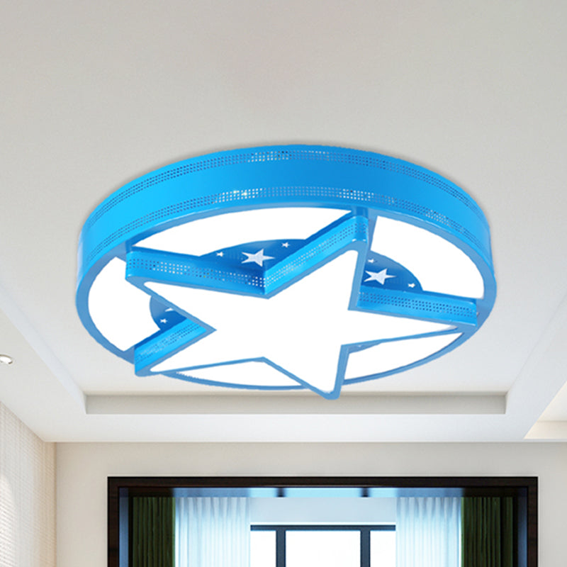 Contemporary Circle Flush Mount Light with Star Metal & Acrylic Ceiling Lamp for Bathroom Clearhalo 'Ceiling Lights' 'Close To Ceiling Lights' 'Close to ceiling' 'Flush mount' Lighting' 240922