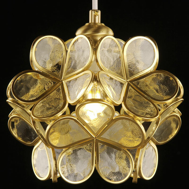 Single-Bulb Flower Flushmount Lighting Vintage Brass Clear Glass Ceiling Light for Foyer Clearhalo 'Ceiling Lights' 'Close To Ceiling Lights' 'Close to ceiling' 'Flush mount' Lighting' 2409237