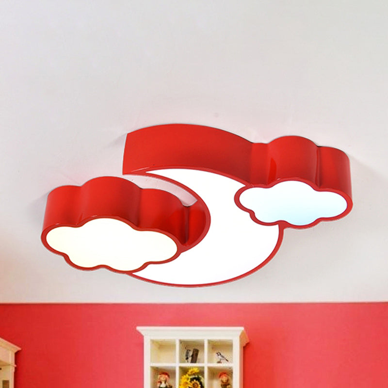 Moon and Cloud Ceiling Mount Light Modern Stylish Metal Acrylic Ceiling Lamp for Kitchen Red Clearhalo 'Ceiling Lights' 'Close To Ceiling Lights' 'Close to ceiling' 'Flush mount' Lighting' 240925