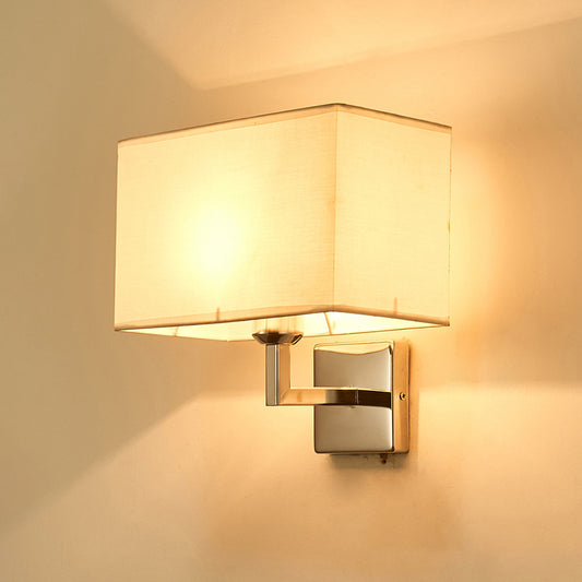 Rectangular Fabric Wall Lamp Minimalist 1 Head Wall Mounted Lighting for Bedroom Clearhalo 'Cast Iron' 'Glass' 'Industrial' 'Modern wall lights' 'Modern' 'Tiffany' 'Traditional wall lights' 'Wall Lamps & Sconces' 'Wall Lights' Lighting' 2409283