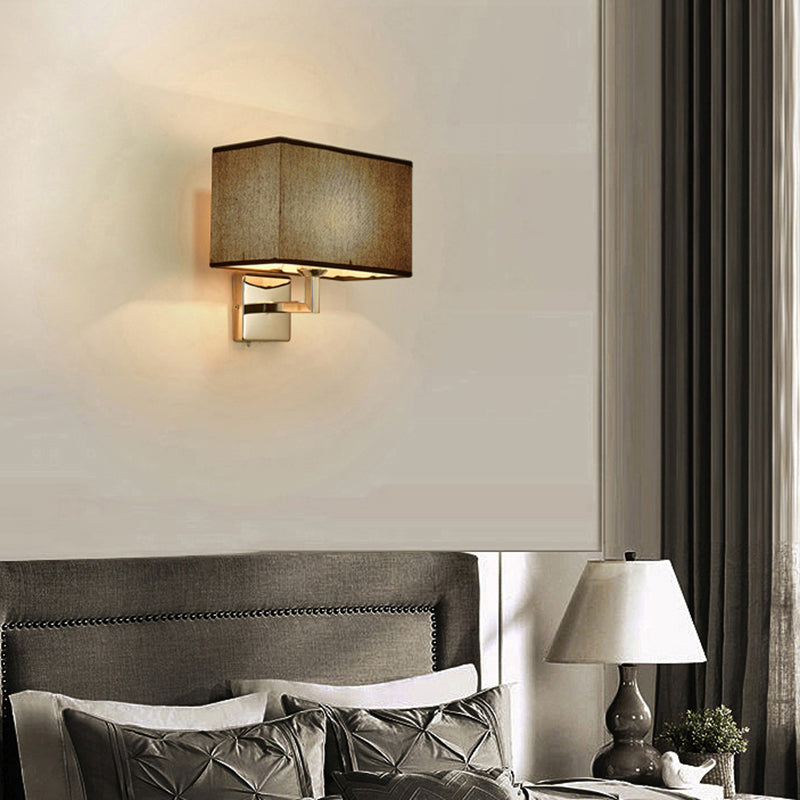 Rectangular Fabric Wall Lamp Minimalist 1 Head Wall Mounted Lighting for Bedroom Clearhalo 'Cast Iron' 'Glass' 'Industrial' 'Modern wall lights' 'Modern' 'Tiffany' 'Traditional wall lights' 'Wall Lamps & Sconces' 'Wall Lights' Lighting' 2409286