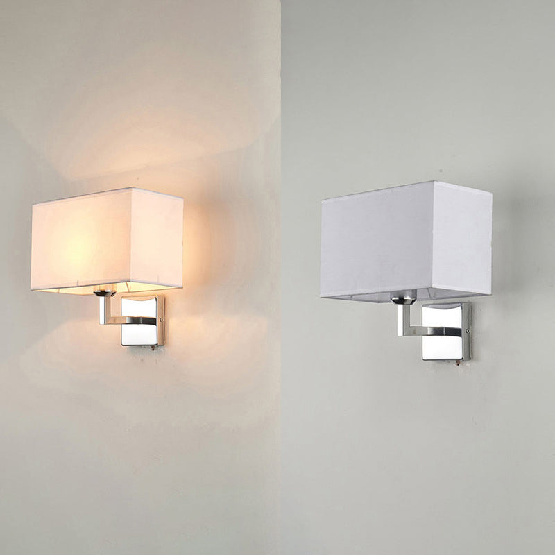 Rectangular Fabric Wall Lamp Minimalist 1 Head Wall Mounted Lighting for Bedroom White Clearhalo 'Cast Iron' 'Glass' 'Industrial' 'Modern wall lights' 'Modern' 'Tiffany' 'Traditional wall lights' 'Wall Lamps & Sconces' 'Wall Lights' Lighting' 2409288