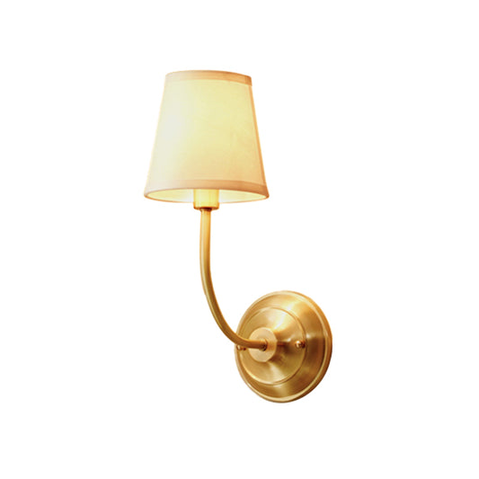 Conic Wall Lamp Fixture Simplicity Fabric 1-Light Foyer Wall Lighting Ideas in Gold Clearhalo 'Cast Iron' 'Glass' 'Industrial' 'Modern wall lights' 'Modern' 'Tiffany' 'Traditional wall lights' 'Wall Lamps & Sconces' 'Wall Lights' Lighting' 2409300
