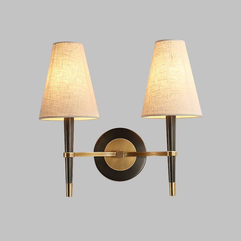 Fabric Taper Wall Mounted Lamp Minimalism Black-Brass Wall Sconce Light for Corridor 2.0 Black Clearhalo 'Cast Iron' 'Glass' 'Industrial' 'Modern wall lights' 'Modern' 'Tiffany' 'Traditional wall lights' 'Wall Lamps & Sconces' 'Wall Lights' Lighting' 2409310