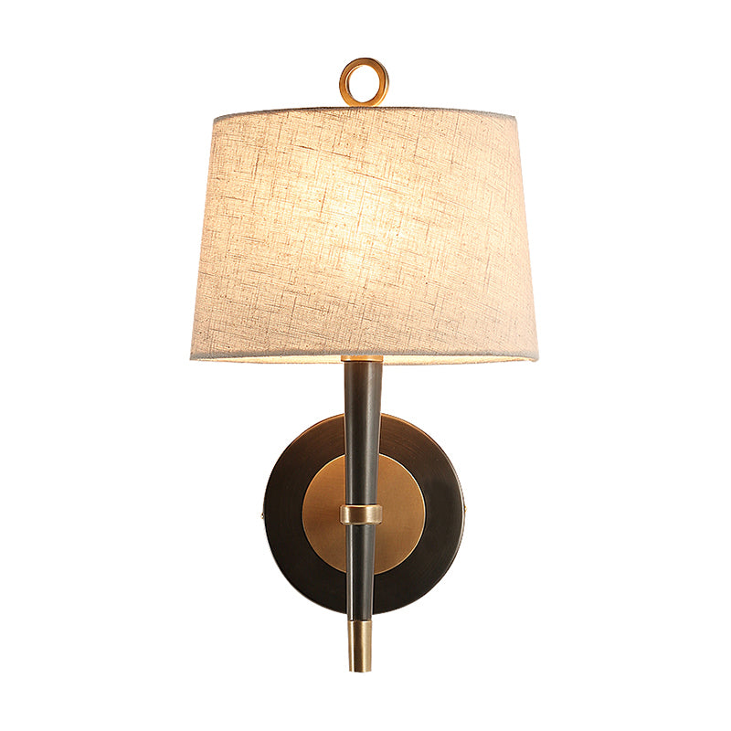 Fabric Taper Wall Mounted Lamp Minimalism Black-Brass Wall Sconce Light for Corridor Clearhalo 'Cast Iron' 'Glass' 'Industrial' 'Modern wall lights' 'Modern' 'Tiffany' 'Traditional wall lights' 'Wall Lamps & Sconces' 'Wall Lights' Lighting' 2409312