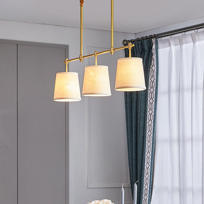 3-Light Dining Room Pendant Lamp Modern Gold Island Light with Cone Fabric Shade Gold Clearhalo 'Ceiling Lights' 'Island Lights' Lighting' 2409315