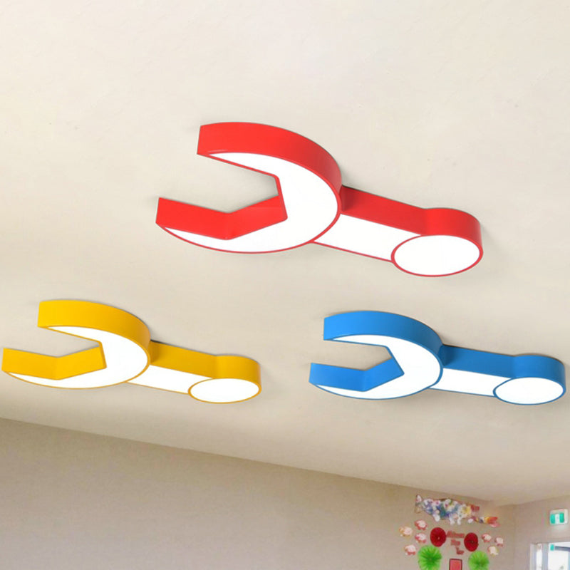 Lovely Wrench Shape Ceiling Mount Light Acrylic Ceiling Fixture for Kindergarten Bedroom Clearhalo 'Ceiling Lights' 'Close To Ceiling Lights' 'Close to ceiling' 'Flush mount' Lighting' 240946