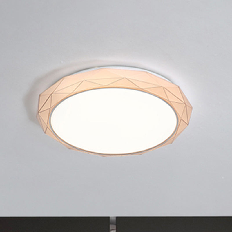 Diamond Flush Ceiling Light Nordic Acrylic Shade White/Pink/Blue LED Bedroom Ceiling Flush Mount in Warm/White, 16"/19.5" Dia Clearhalo 'Ceiling Lights' 'Close To Ceiling Lights' 'Close to ceiling' 'Flush mount' Lighting' 241077
