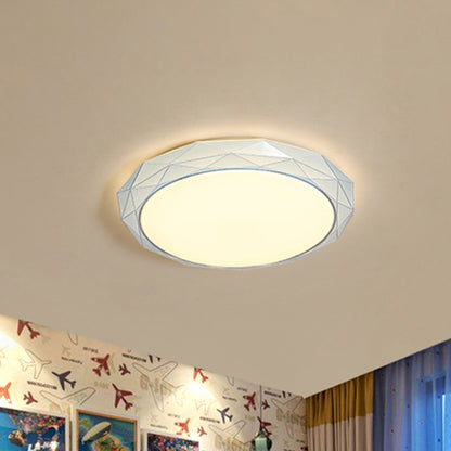 Diamond Flush Ceiling Light Nordic Acrylic Shade White/Pink/Blue LED Bedroom Ceiling Flush Mount in Warm/White, 16"/19.5" Dia White Warm Clearhalo 'Ceiling Lights' 'Close To Ceiling Lights' 'Close to ceiling' 'Flush mount' Lighting' 241079
