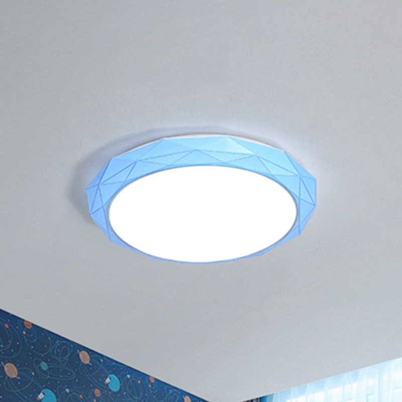 Diamond Flush Ceiling Light Nordic Acrylic Shade White/Pink/Blue LED Bedroom Ceiling Flush Mount in Warm/White, 16"/19.5" Dia Blue Clearhalo 'Ceiling Lights' 'Close To Ceiling Lights' 'Close to ceiling' 'Flush mount' Lighting' 241083