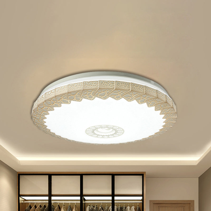 Minimalist LED Flush Mount with Acrylic Shade White/Blue/Gold Circular Crackle Ceiling Light for Bedroom in Warm/White, 15"/19" W Gold White Clearhalo 'Ceiling Lights' 'Close To Ceiling Lights' 'Close to ceiling' 'Flush mount' Lighting' 241085