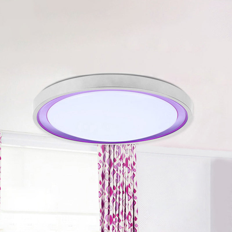14"/16"/20" W Circular Metal Flush Light Contemporary Orange/Blue/Purple LED Ceiling Fixture with Acrylic Diffuser in Warm/White Clearhalo 'Ceiling Lights' 'Close To Ceiling Lights' 'Close to ceiling' 'Flush mount' Lighting' 241088