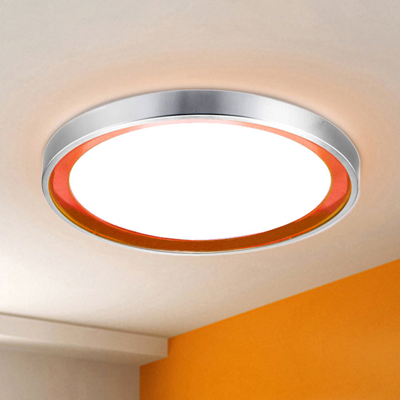 14"/16"/20" W Circular Metal Flush Light Contemporary Orange/Blue/Purple LED Ceiling Fixture with Acrylic Diffuser in Warm/White Clearhalo 'Ceiling Lights' 'Close To Ceiling Lights' 'Close to ceiling' 'Flush mount' Lighting' 241089