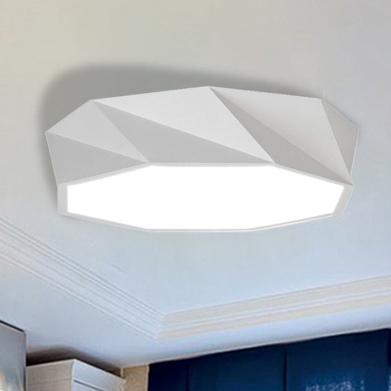 Concave/Convex Shape Metal Flush Mount Lighting Modern Led White/Black Flush Ceiling Mount, 16"/19.5"/23.5" Wide White Concave Clearhalo 'Ceiling Lights' 'Close To Ceiling Lights' 'Close to ceiling' 'Flush mount' Lighting' 241091