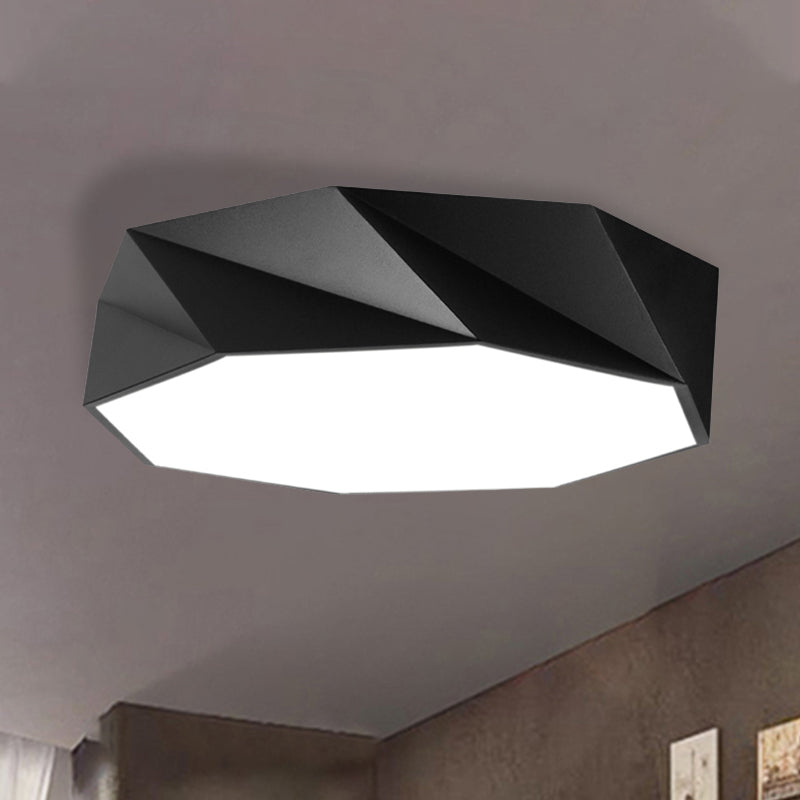 Concave/Convex Shape Metal Flush Mount Lighting Modern Led White/Black Flush Ceiling Mount, 16"/19.5"/23.5" Wide Black Concave Clearhalo 'Ceiling Lights' 'Close To Ceiling Lights' 'Close to ceiling' 'Flush mount' Lighting' 241093