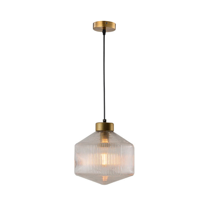 Drum Pendant Light Modernism Clear/Amber/Smoke Grey Prismatic Glass 1 Light Ceiling Suspension Lamp Clearhalo 'Ceiling Lights' 'Chandeliers' 'Glass shade' 'Glass' 'Modern Pendants' 'Modern' 'Pendant Lights' 'Pendants' Lighting' 241161