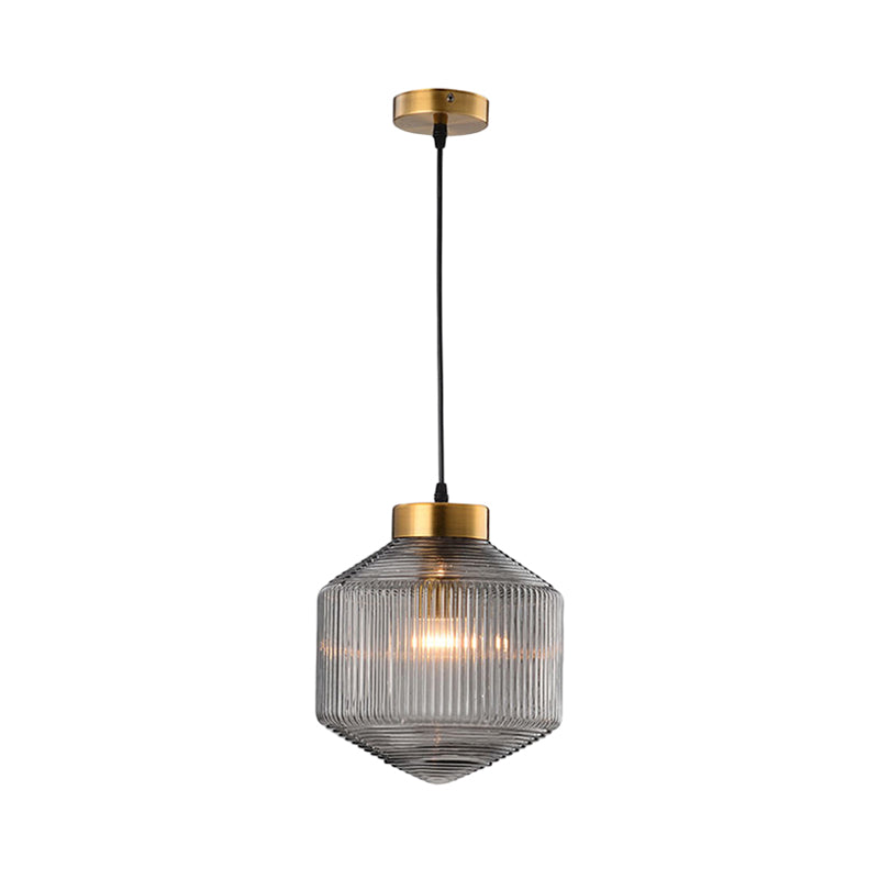 Drum Pendant Light Modernism Clear/Amber/Smoke Grey Prismatic Glass 1 Light Ceiling Suspension Lamp Clearhalo 'Ceiling Lights' 'Chandeliers' 'Glass shade' 'Glass' 'Modern Pendants' 'Modern' 'Pendant Lights' 'Pendants' Lighting' 241164