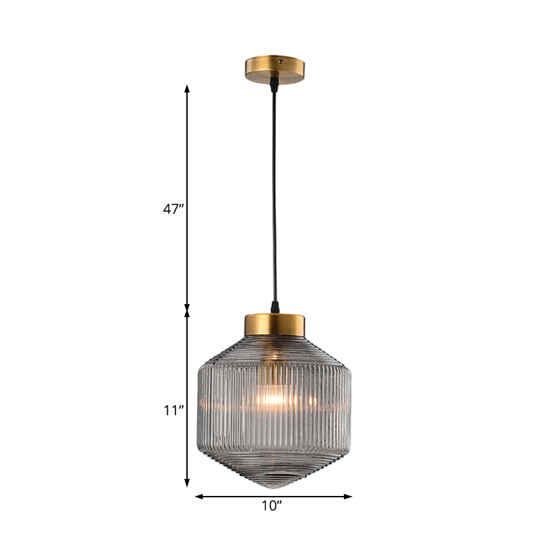 Drum Pendant Light Modernism Clear/Amber/Smoke Grey Prismatic Glass 1 Light Ceiling Suspension Lamp Clearhalo 'Ceiling Lights' 'Chandeliers' 'Glass shade' 'Glass' 'Modern Pendants' 'Modern' 'Pendant Lights' 'Pendants' Lighting' 241165