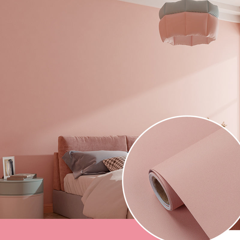 Self-Adhesive Solid Color Wallpaper Roll Minimalist PVC Wall Covering, 19.4-sq ft Light Pink Wallpaper Roll Clearhalo 'Modern wall decor' 'Modern' 'Wallpaper' Wall Decor' 2411758